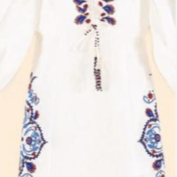 Farm Rio Off White Navy Embroidery Mini Dress - Picture 3 of 3